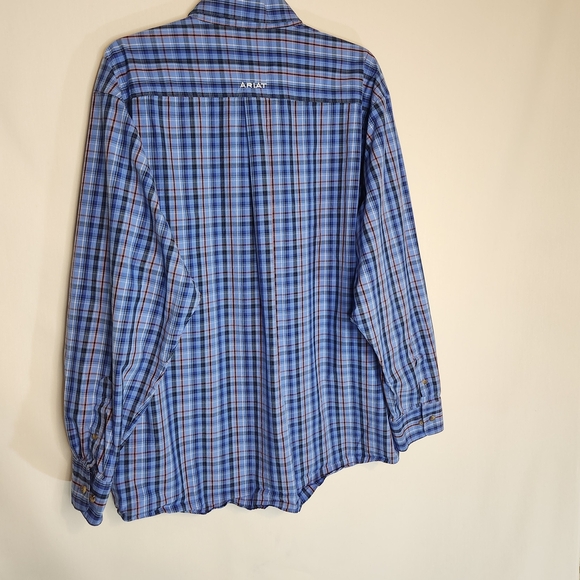 Ariat Pro Series Men's XL Blue Plaid Shirt.   Dress Up Work - Picture 2 of 13